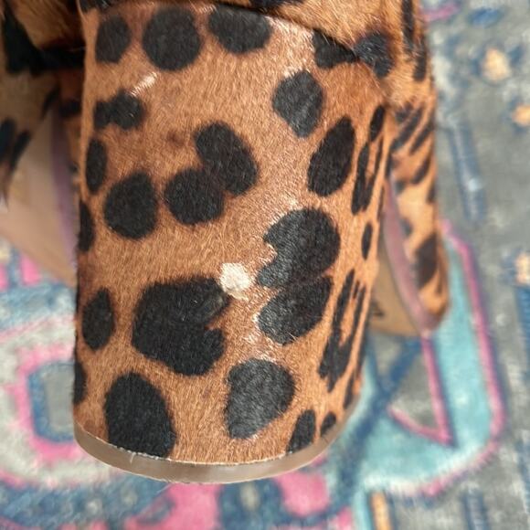 Madewell Amalia leather calf hair leopard print front zip heeled ankle booties - Picture 5 of 8